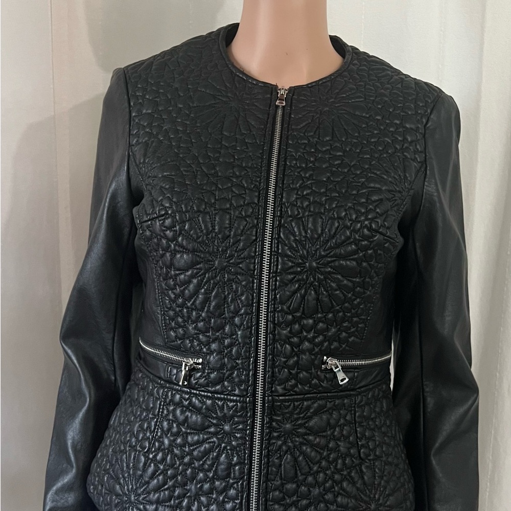 French Connection Black Textured Leather Jacket